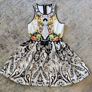 Juicy Couture Black and White Dress with Floral Accents
